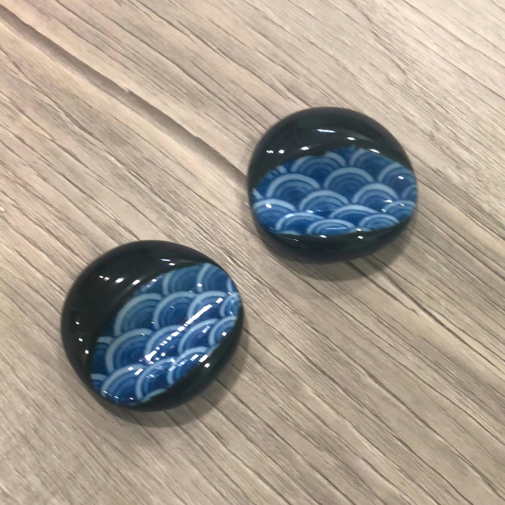 Ceramic Chopsticks Holders/Rest Set Blue & Black